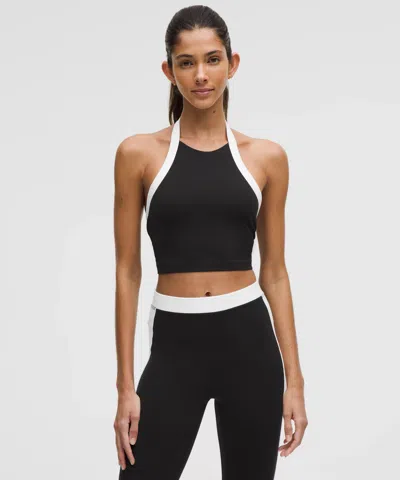 Lululemon Nulu Cropped Halter Tank Top Light Support, A/b Cup In Black