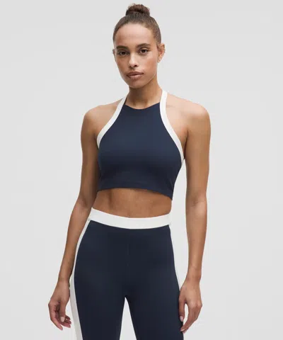 Lululemon Nulu Cropped Halter Tank Top Light Support, A/b Cup In Blue