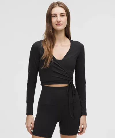 Lululemon Nulu Long-sleeve Cropped Wrap In Black