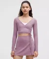 Lululemon Nulu Long-sleeve Cropped Wrap In Pink