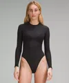 Lululemon Nulu Mesh Long-sleeve Crewneck Bodysuit In Black