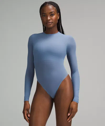 Lululemon Nulu Mesh Long-sleeve Crewneck Bodysuit In Blue