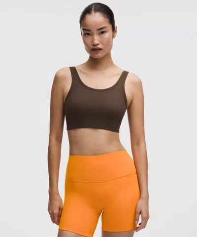 Lululemon Nulu Ribbed Scoopneck Bra In Brown