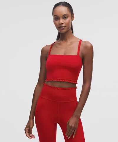 Lululemon Nulu Ruffle-trim Cropped Tank Top In Red