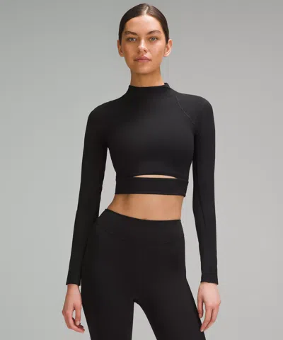 Lululemon Nulux High-neck Cropped Track Long-sleeve Shirt In Black