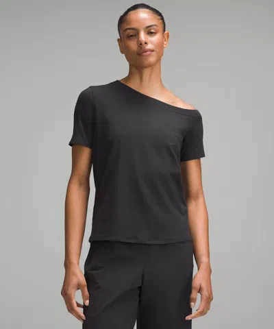 Lululemon Off-the-shoulder Cotton T-shirt In Black