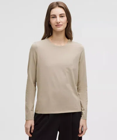 Lululemon Organic Cotton Crewneck Long-sleeve Shirt In Brown