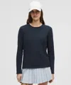 Lululemon Organic Cotton Crewneck Long-sleeve Shirt In Blue