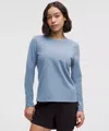 Lululemon Organic Cotton Crewneck Long-sleeve Shirt In Blue