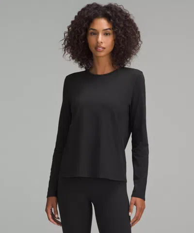 Lululemon Organic Cotton Crewneck Long-sleeve Shirt In Black