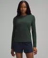 Lululemon Organic Cotton Crewneck Long-sleeve Shirt In Green