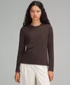 Lululemon Organic Cotton Crewneck Long-sleeve Shirt In Brown