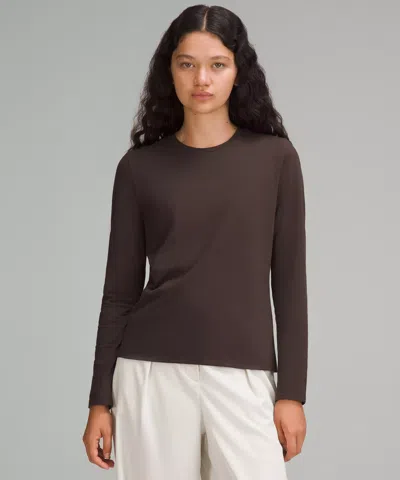 Lululemon Organic Cotton Crewneck Long-sleeve Shirt In Brown