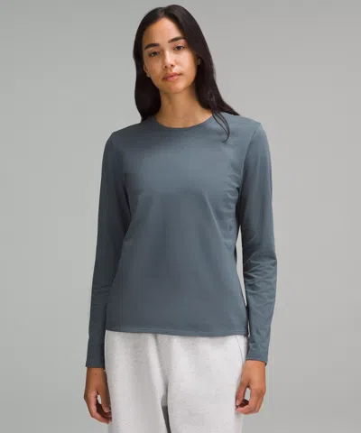Lululemon Organic Cotton Crewneck Long-sleeve Shirt In Gray