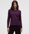 Lululemon Organic Cotton Crewneck Long-sleeve Shirt In Purple
