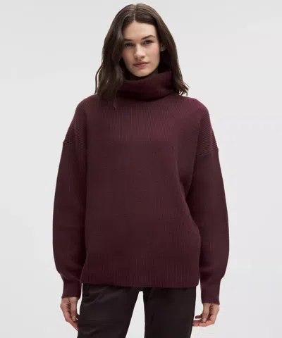 Lululemon Oversized Cashmere Funnel-neck Sweater In Burgundy
