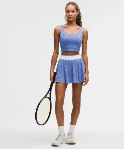 Lululemon Paisley-mesh High-rise Tennis Skirt In Blue