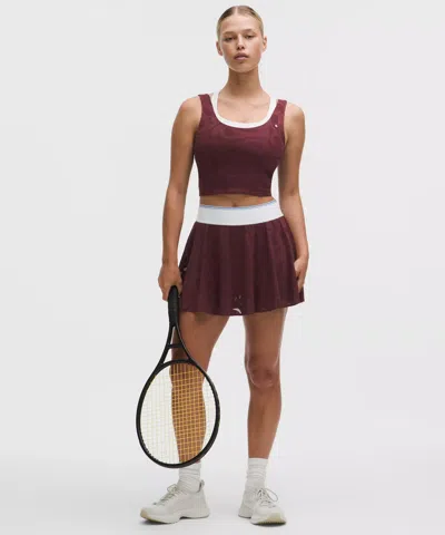 Lululemon Paisley-mesh High-rise Tennis Skirt In Brown