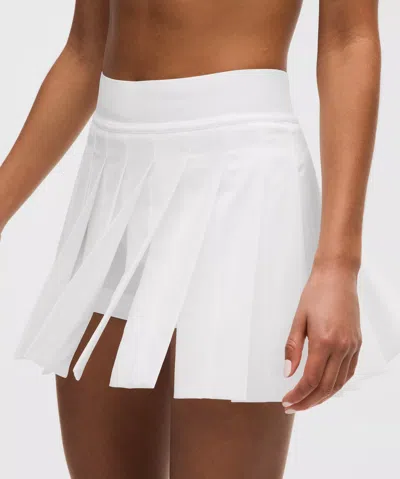 Lululemon Peek-a-boo Pleat Mid-rise Tennis Skirt In White