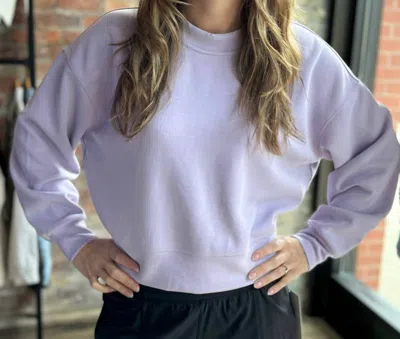 Lululemon Perfectly Oversized Cropped Crewneck Softstreme Sweatshirt In Lilac Ether In Black