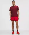 Lululemon Perforated Lined Running Short 5" In Burgundy