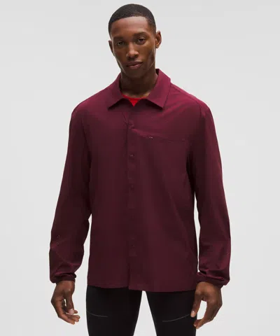 Lululemon Perforated Running Overshirt In Burgundy