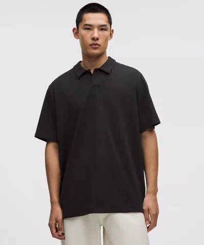 Lululemon Pique Performance Johnny-collar Short-sleeve Shirt In Black