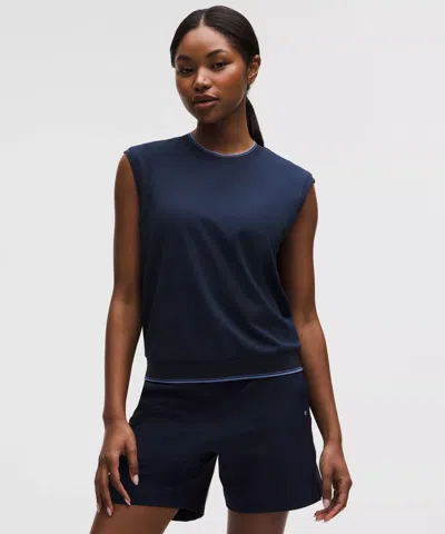 Lululemon Pique Relaxed-fit Crewneck Golf Tank Top In Blue