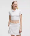 Lululemon Pique Slim-fit Cropped Polo Shirt In White