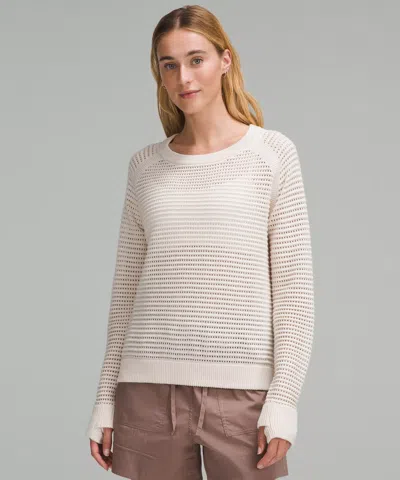 Lululemon Pointelle-knit Cotton Sweater In White