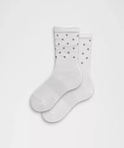 Lululemon Power Stride Crew Socks Dot Reflective In White