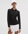 Lululemon Quick-dry Long-sleeve Polo Shirt In Black