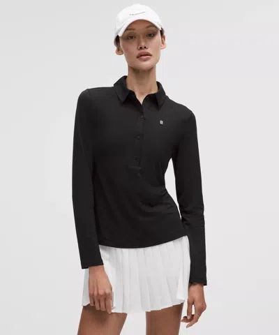 Lululemon Quick-dry Long-sleeve Polo Shirt In Black