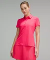 Lululemon Quick Dry Short-sleeve Polo Shirt Straight Hem In Pink