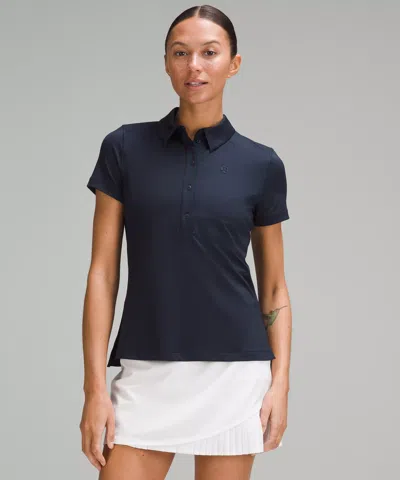 Lululemon Quick Dry Short-sleeve Polo Shirt Straight Hem In Blue
