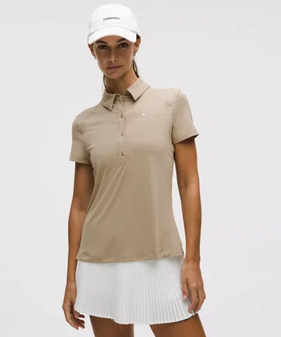 Lululemon Quick-dry Short-sleeve Polo Shirt Straight Hem In Brown