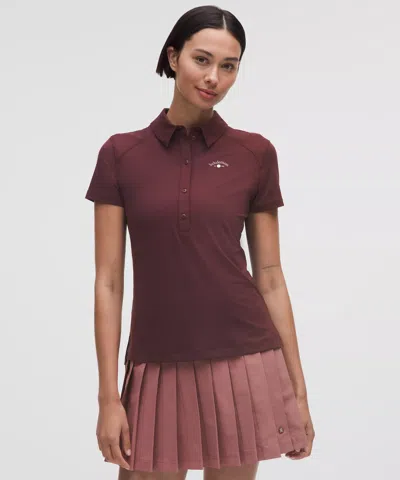 Lululemon Quick-dry Short-sleeve Polo Shirt Straight Hem In Burgundy