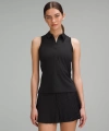 Lululemon Quick Dry Sleeveless Polo Shirt Straight Hem In Black