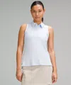 Lululemon Quick Dry Sleeveless Polo Shirt Straight Hem In White