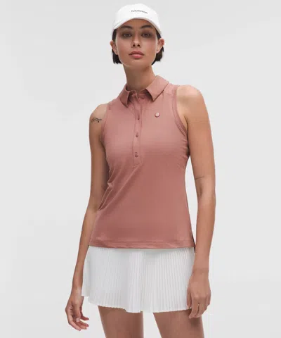 Lululemon Quick-dry Sleeveless Polo Shirt Straight Hem In Brown