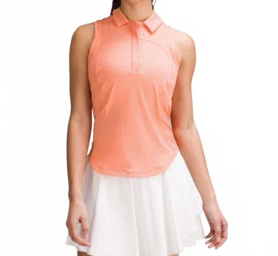 Lululemon Quick-drying Sleeveless Polo Shirt In Coral In Pink