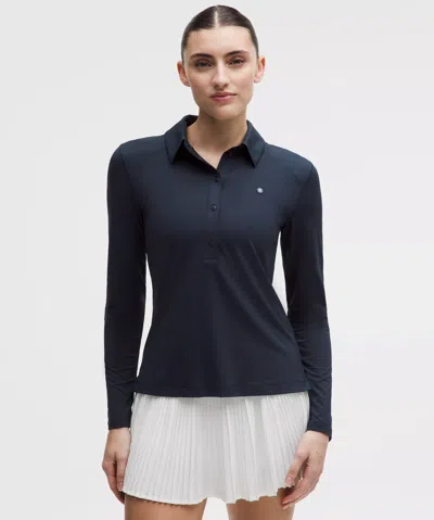 Lululemon Quick-dry Long-sleeve Polo Shirt In Blue