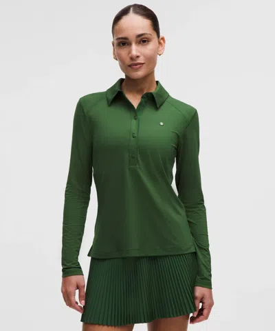 Lululemon Quick-dry Long-sleeve Polo Shirt In Green