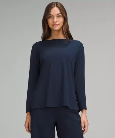 Lululemon Relaxed-fit Boatneck Long-sleeve Shirt In Blue