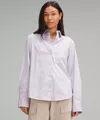 Lululemon Relaxed-fit Cotton-blend Poplin Button-down Shirt In Purple