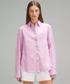 Lululemon Relaxed-fit Cotton-blend Poplin Button-down Shirt In Pink