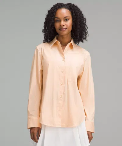 Lululemon Relaxed-fit Cotton-blend Poplin Button-down Shirt In Orange