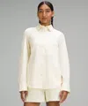 Lululemon Relaxed-fit Cotton-blend Poplin Button-down Shirt In Neutral