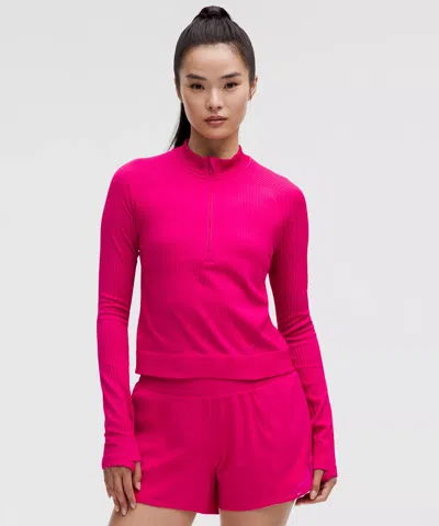 Lululemon Rest Less Cropped Half Zip In Pink