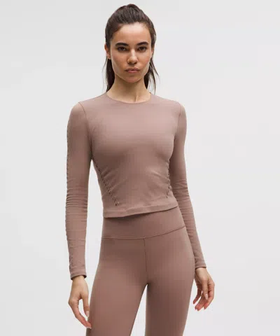 Lululemon Revealknit Eyelet Crewneck Long-sleeve Shirt In Brown